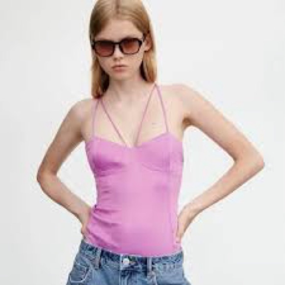 Pink Strappy Corset Bodysuit